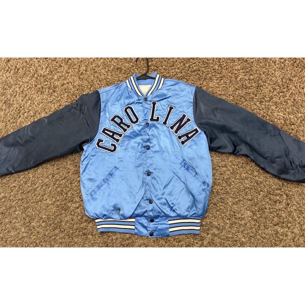 Vintage 80s NCAA University Of North Carolina UNC Satin Jacket Adult Size Large